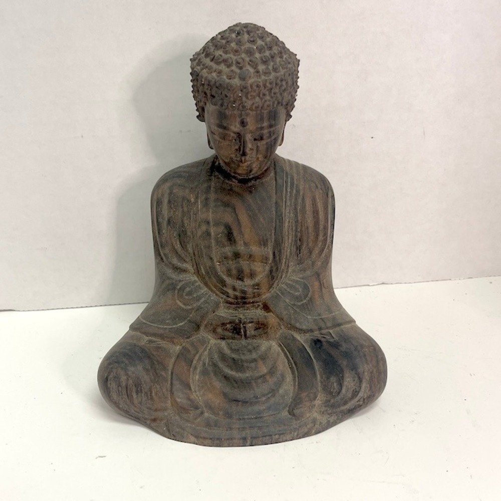 Authentic Signed Njana Tilem Gallery Mas Bali Hand Carved Wood Buddha Statue 6"